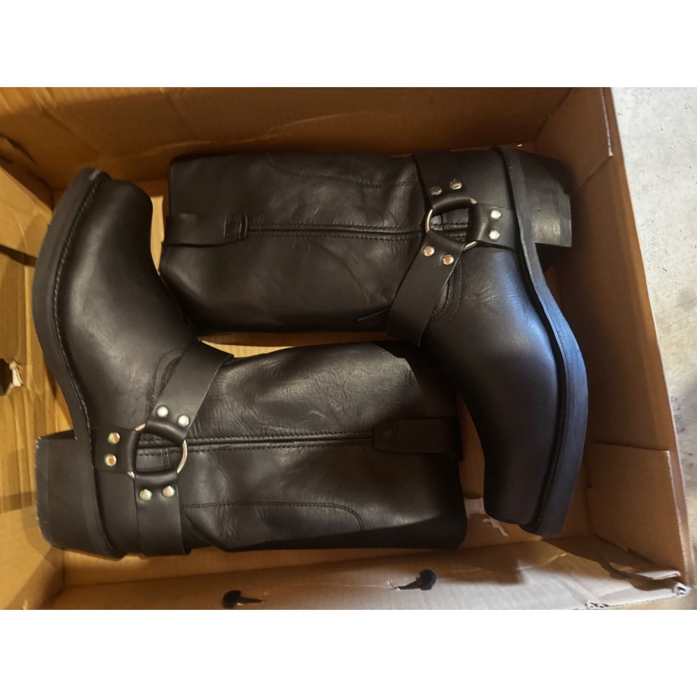 Durango DB510 Mens Black Leather Harness Biker Boots Square Toe 10.5EE Wide